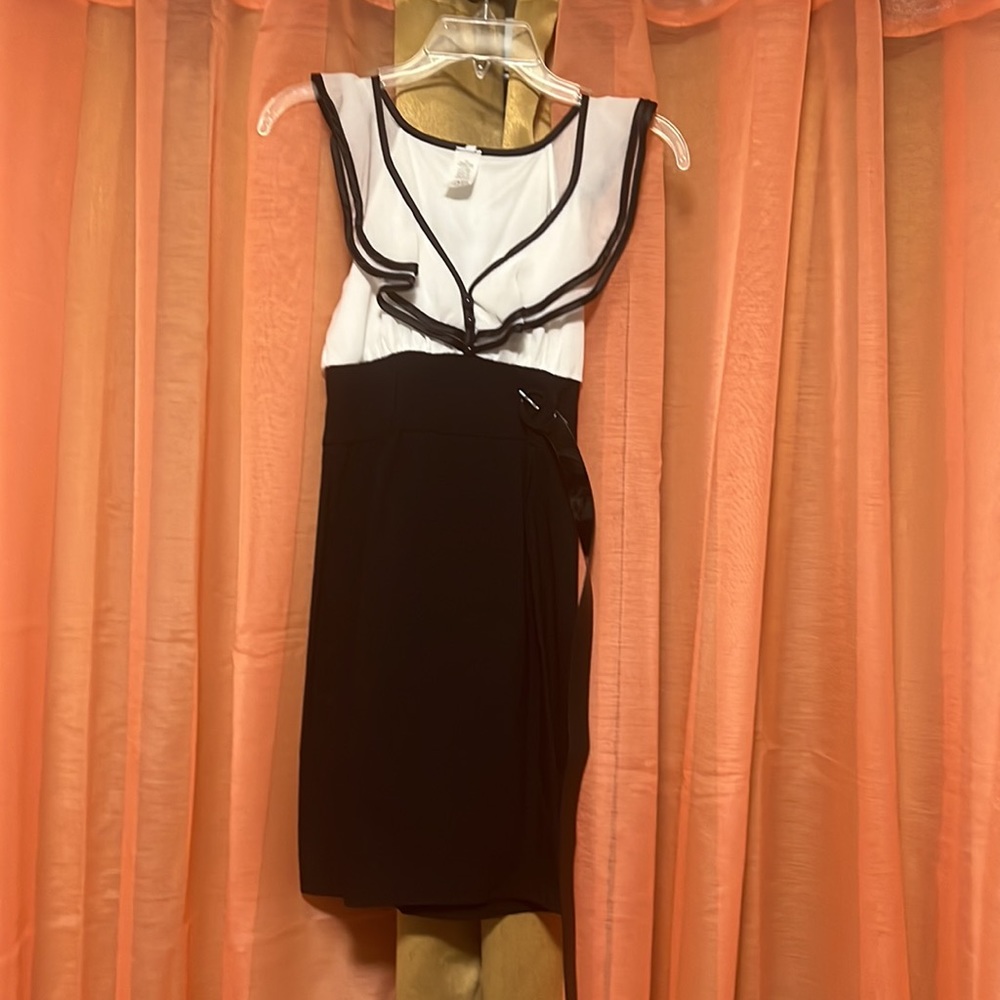 black and white dress with belt